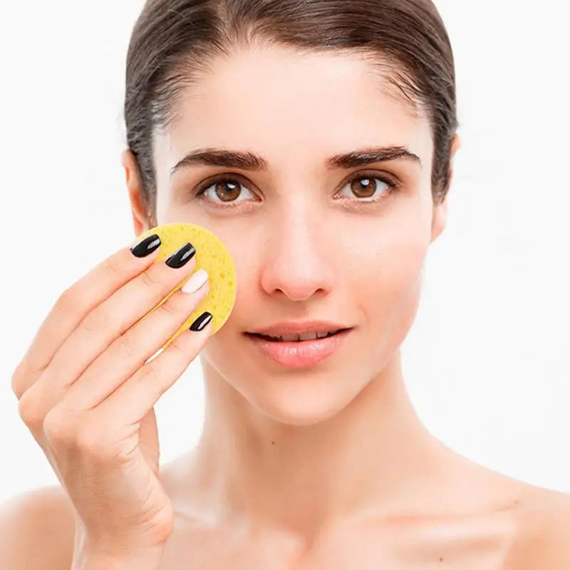 Facial Sponges 50Pcs Natural Compressed Cellulose Face Sponge Face Scrub Sponge Eco-Friendly & Reusable Makeup Remover Pads
