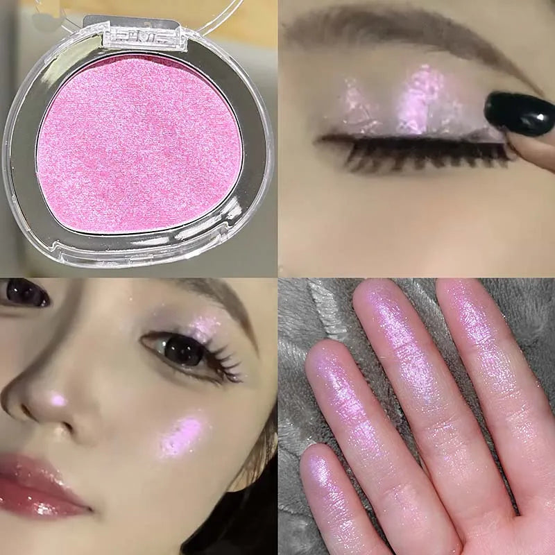 Shimmer Glitter Powder Highlighter Palette Shiny Diamond White Eyeshadow Highlight Makeup Face and Body Brighten Natural Contour