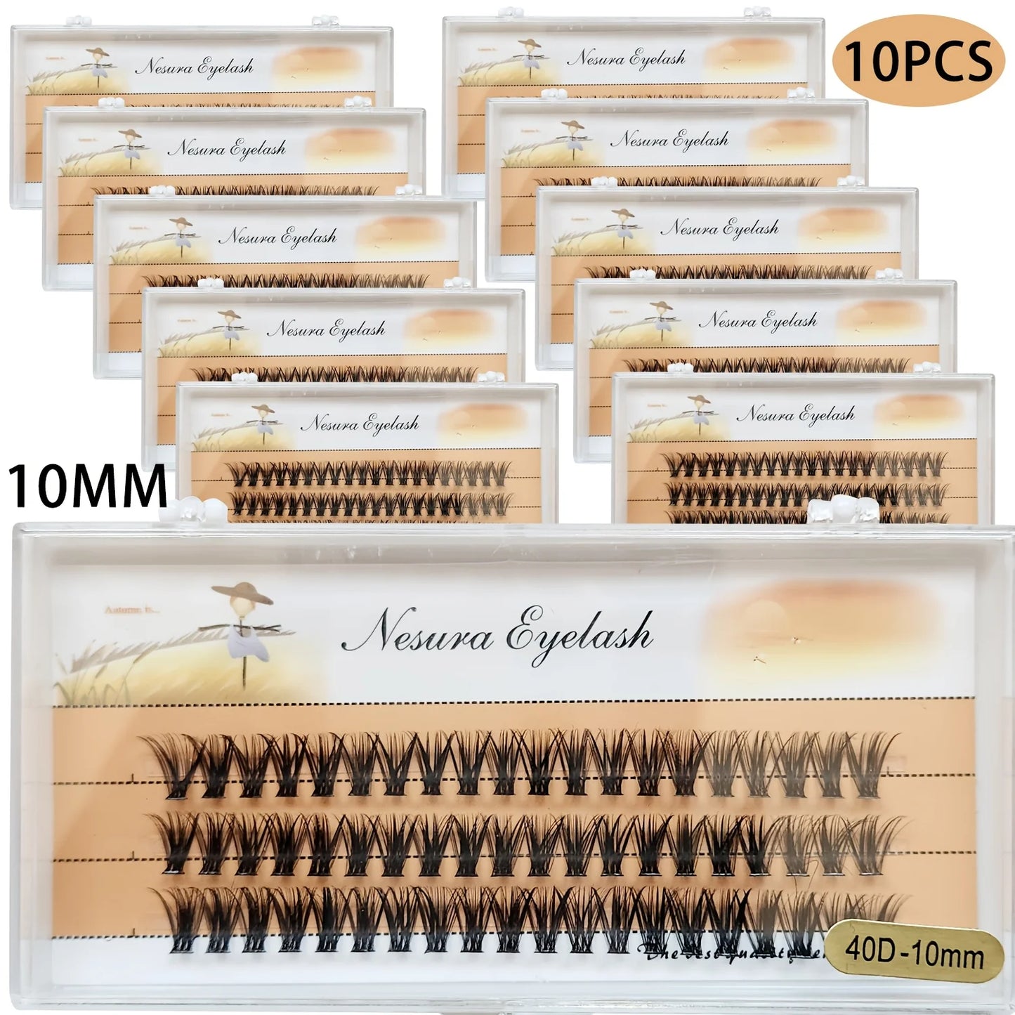 Sackvis10pcs/lot Cluster Eyelashes 3 Rows 10D/20D/30D/40D Natural Style Individual Eyelash Bundles Handmade Supplier