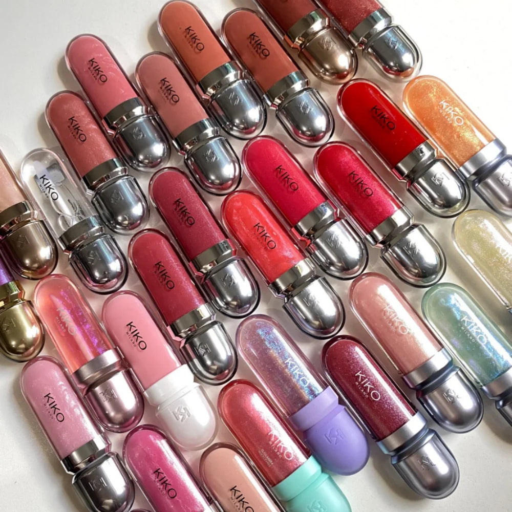 KIKO 3D Liquid Lip Gloss Mirror Colour Pearlescent Shimmer Moisturizing Waterproof Plump Glossy Lasting Not Fading Lipstick