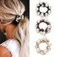 3Pcs Pearl Brimmed Hair Tie Glitter Rhinestone Decor Hair Rope Retro Style Scrunchies for Women