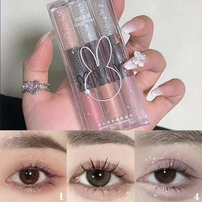 3pcs/1pcs Double Head Liquid Eyeshadow Pretty Cyan Blue Glitter Diamond Eye Shadow Shimmer Matte Natural Waterproof Eye Makeup