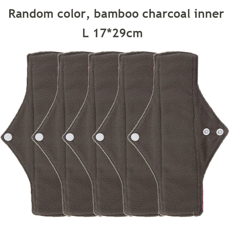 5PCS Small Medium Large Different Period Time Bamboo Reusable Menstrual Pads Washable Sanitary Towels for Lady Women Daily Night