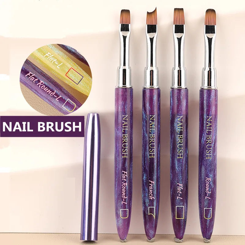 1PC Gel Brush Oval & Flat UV Gel Nail Art Brush Professional Design Brushes Salon Home DIY Manicure