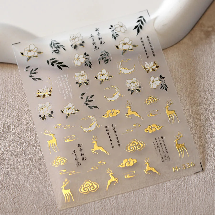 Golden Thread Butterfly Jelly Series Nail Art Stickers High Quality New Bronzing DIY Manicure Decal Decoration
