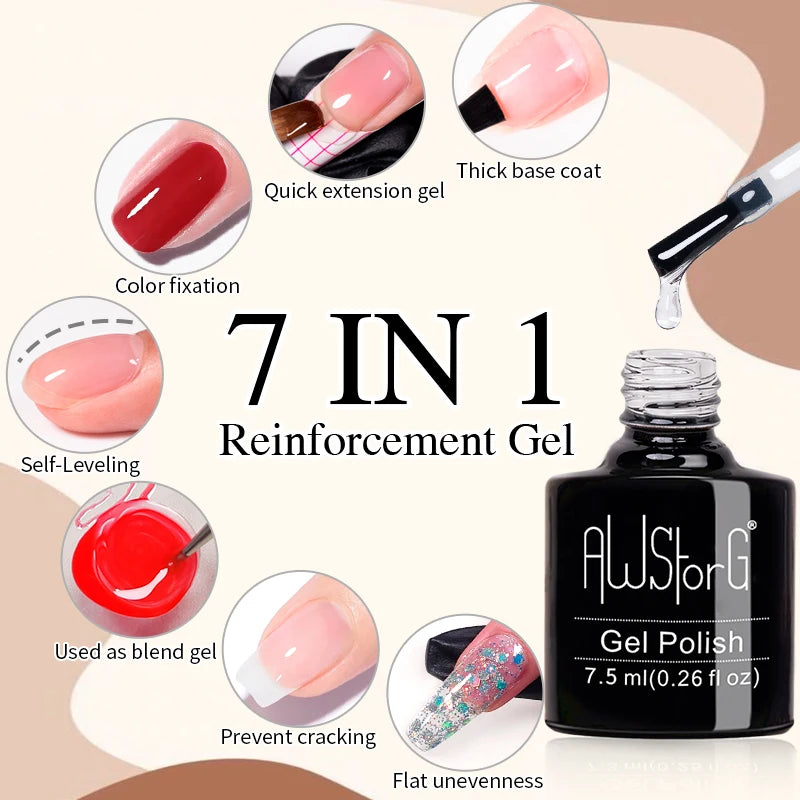 AWStorG 15ML Ace Gel 9-in-1 Nail Glue Gel Nail Polish Thickness Transparent Semi Permanent  Function UV Gel Soak Off Nail Art