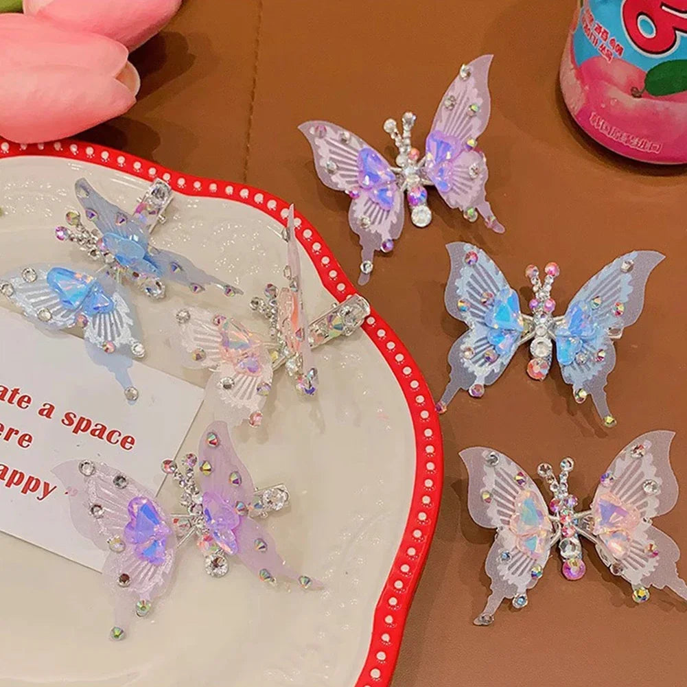 Styling Lively Moving Wings Bangs Cute Fairy Rhinestone Butterfly Hairpin Three-dimensional Hair Clip Headwear Hair Accessories