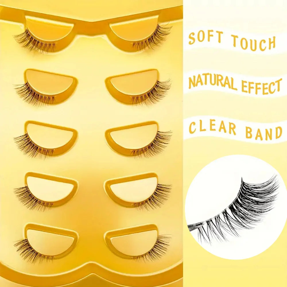 5 pairs Wispy Half Lashes for Natural Volume and Curly Look - Perfect for Daily Dating and Party Makeup