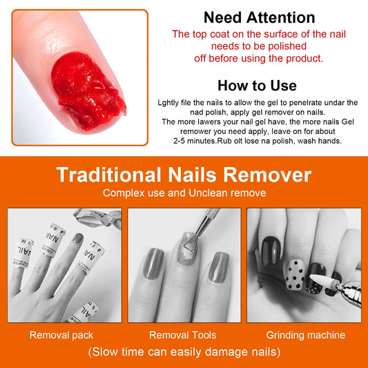 TWOING Nail Gel Polish Remover Quick & Easy Polish Remover In 2-3 Minutes, No Need Soaking Or Wrapping 15ml-0.51oz