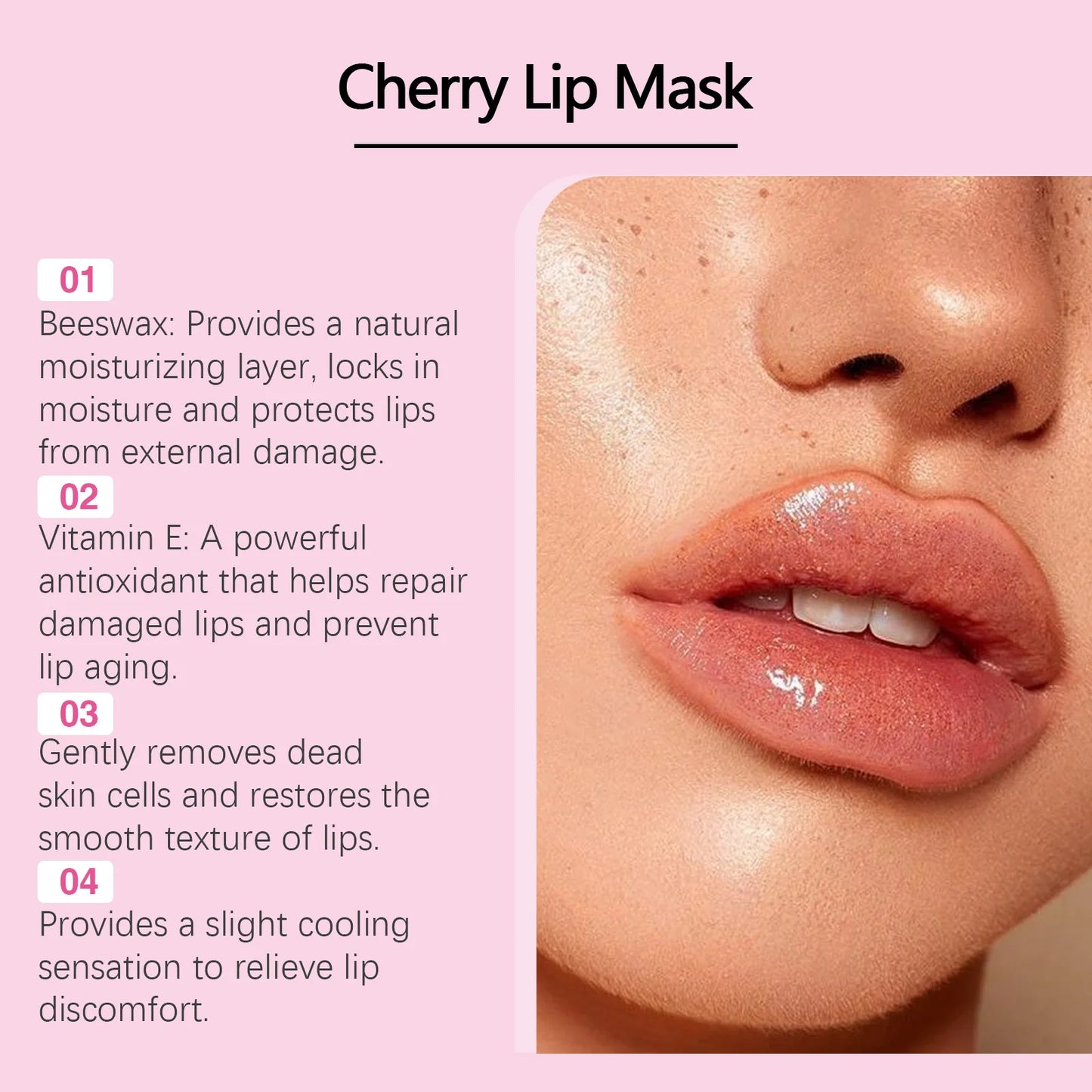 HOYGI Cherry Beeswax Lip Sleep Mask Deep Hydration Nourishing Repair Lips Balm Night Sleeping Maintenance Moisturizing Lip Care