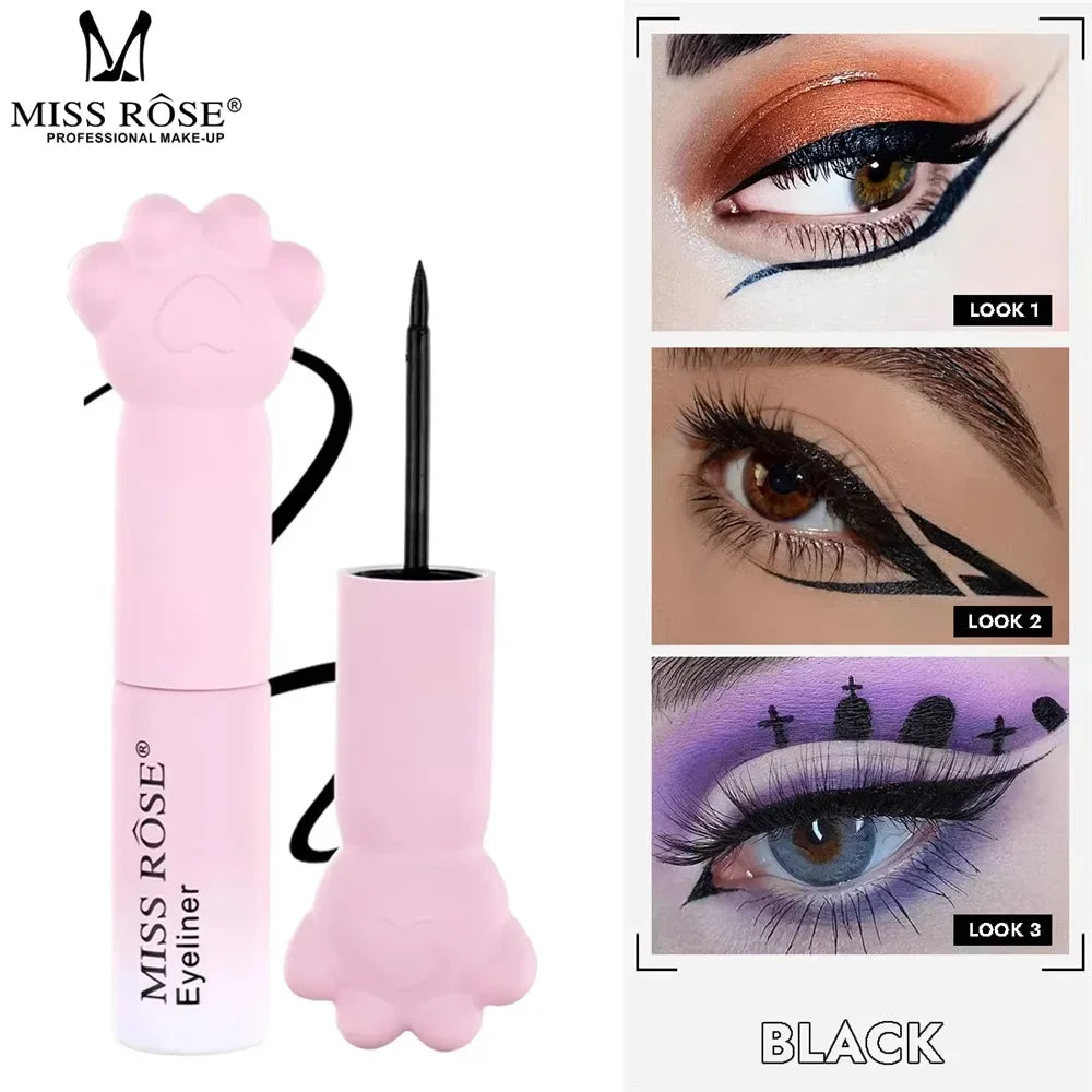Pink Cat Paw Black Liquid Eyeliner Pen Fast Drying Long-lasting Smudge Proof Makeup Holding Premium Eye Liner Pen Eye Cosmetics