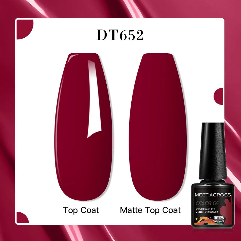 MEET ACROSS 160 Colors 7.3ml Gel Nail Polish Vernis Glitter Sparkly Semi Permanent Soak Off LED UV Gel Varnish Nail Art Manicure