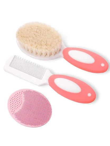 Baby Hair Brush Set for Newborn Toddlers Soft Bristles Silicone Cradle Cap Massaging Brush Infant Hair Care Bathing Soft Comb