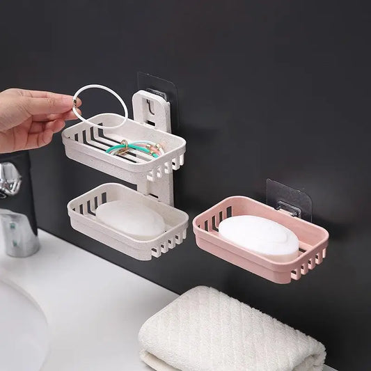 No Punch Wall Mount Soap Box Wheat Straw Suction Cup Non Trace Stick Soap Holder Drainage Bathroom Accessory