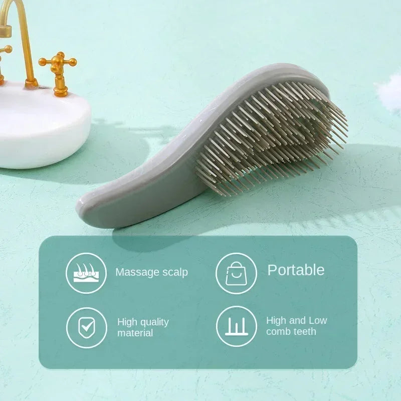 1pcs Marbled Soft Tooth Comb Anti-static Hair Brush Handle Entangle Detangling Comb Shower Massage Comb Salon Hair Styling Tools