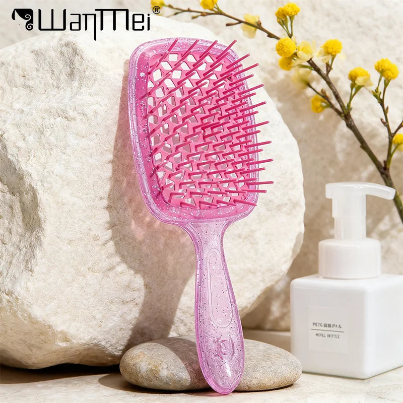 1PCS Colorful Wide Teeth Air Cushion Comb Bakhogold Anti-static Hair Brush with Hollow Design for Scalp Massage