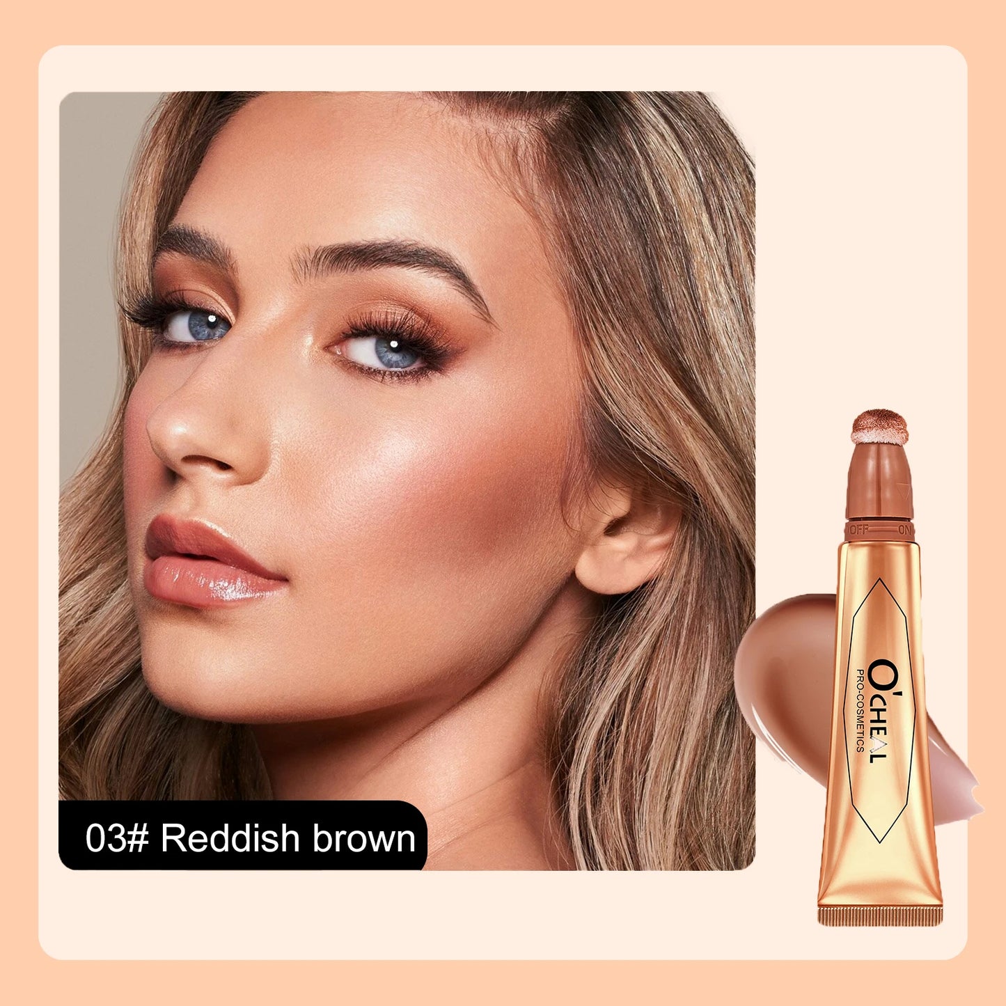 OCHEAL 6-color Face Liquid Blusher Cream Facial Cheek Eye Press Brush Head Highlighter Powder Blusher Contouring Makeup Cosmetic