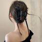 Fashion Black Long Ribbon Bow Claw Clip Back Butterfly Clips Shark Clip Women Girl New Frosted Hair Accessories Hair Claw Clip