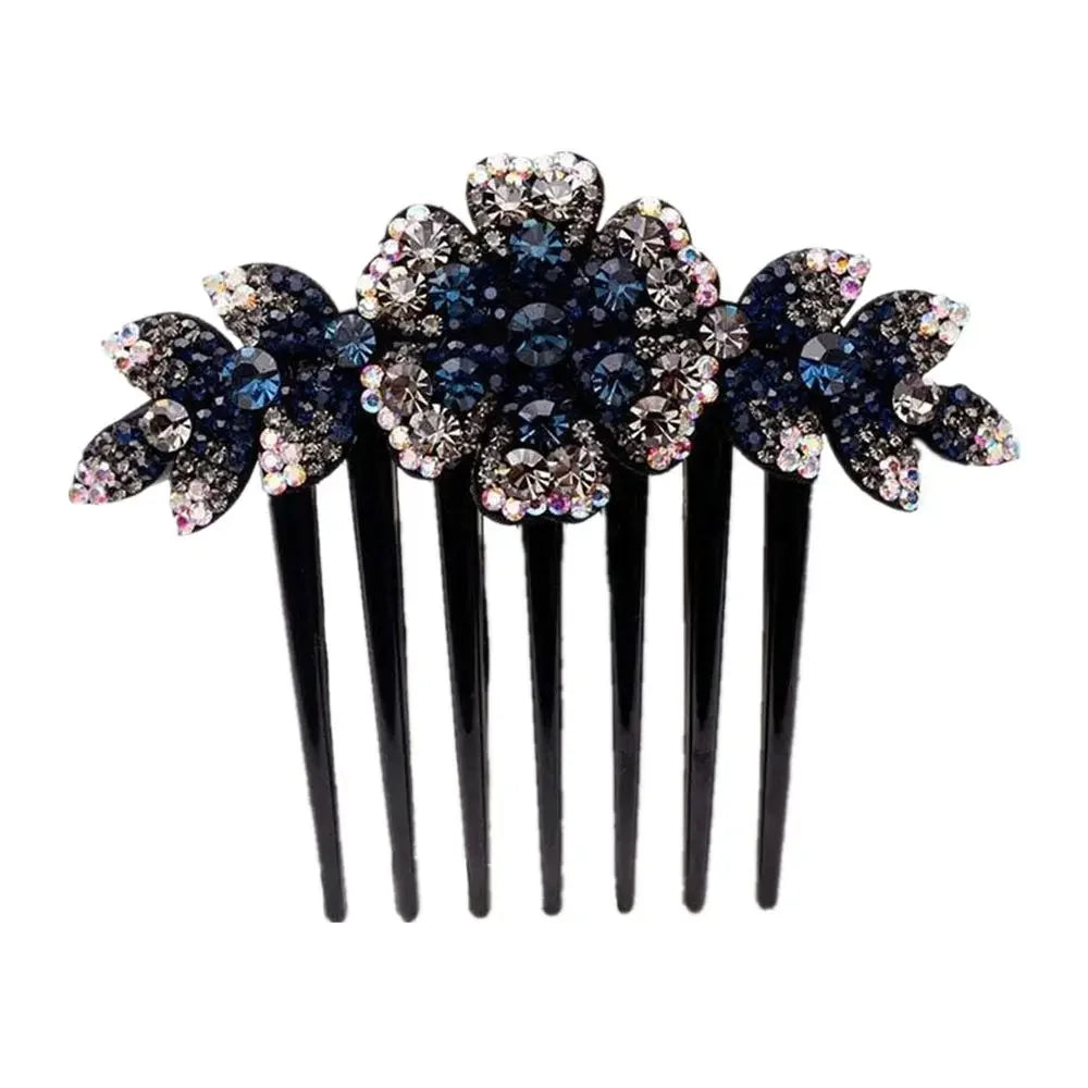 1PC Fashion Hair Comb Luxury Crystal Shiny Rhinestone Hair Clips Inlaid Flower Hairpin Hair Grips Elegant Bride Hair Jewelry