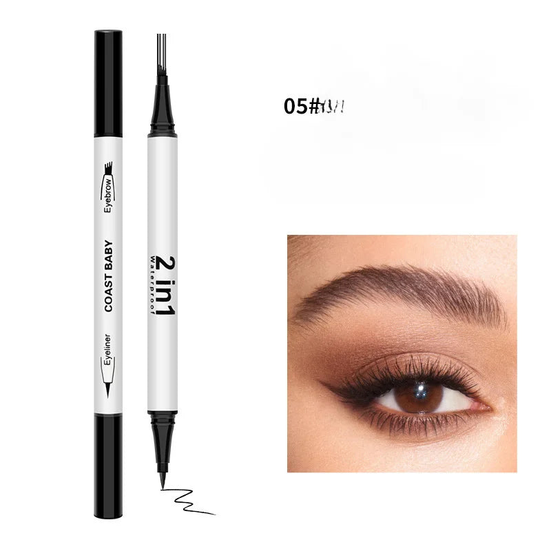 2 in1 Double Head Eye liner Brow Pencil Make up Waterproof Long-lasting No Blooming Rotatable Eyeliner Eyebrow Tattoo Pen Makeup