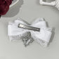 Gothic Lolita Style Hair Clip Black Ribbon Bow Fashionable Hair Clips for girls High-grade headdress