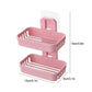 Self Adhesive Soap Dish Holder Wall Mounted Double Drain Soap Box Removable Plastic Soap Storage Basket For Bathroom