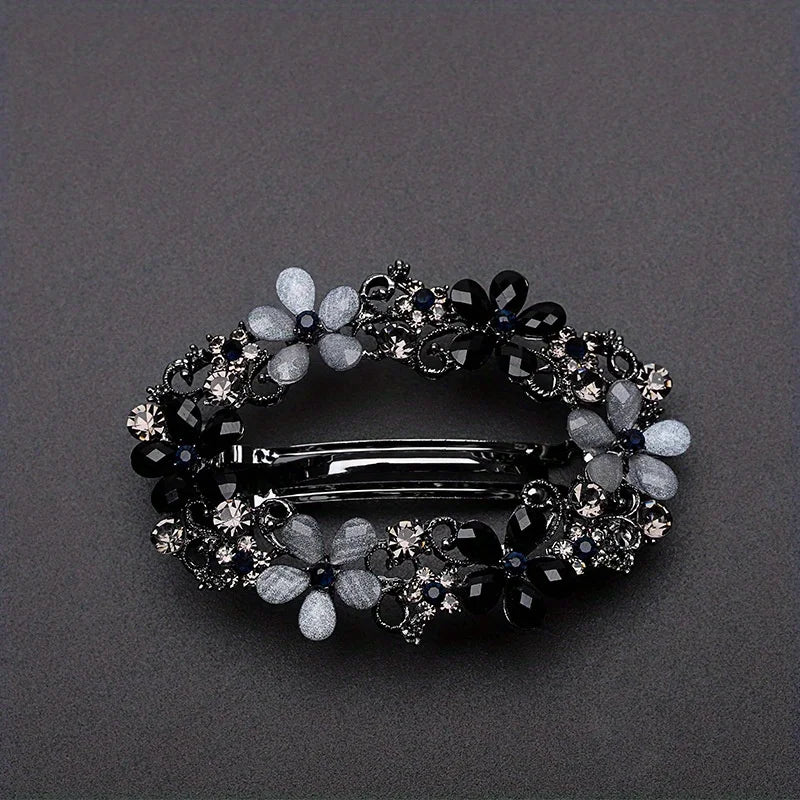 1Pc Retro Carved Rhinestone Hair Clip with Elegant Luxurious Design,retro Exquisite Design,highquality Texture,stable Grip