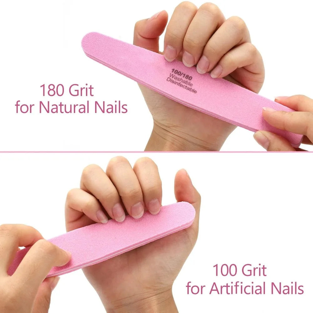 Nail buffer block sponge polished nail file, suitable for acrylic/natural nails, pink