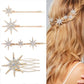 Wedding Bride Hair Clip Pins Set Metal Crystal Starburst Hairpins Luxury Bridal Hair Barrettes Fashion Hair Accessories