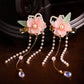 2pcs Chinese Hanfu Hair Clips Hairpins Flower Girls Pink Barretes Crystal Tassel Children Hair Accessories Jewelry Headwear