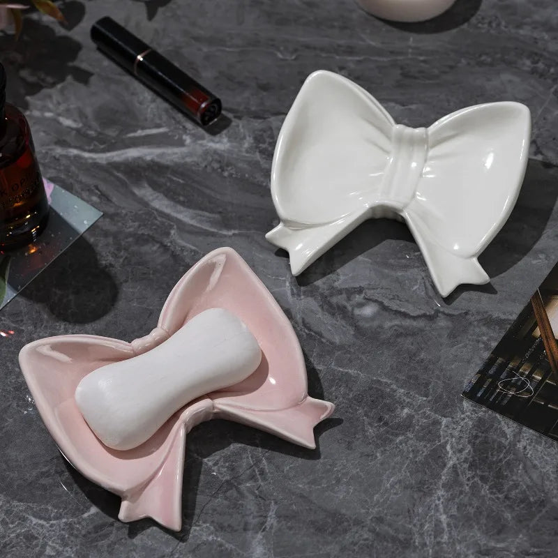 Drain Bow Soap Box Soap Box Bathroom Household Shelf Ceramic Non-water Soap Dish Holder
