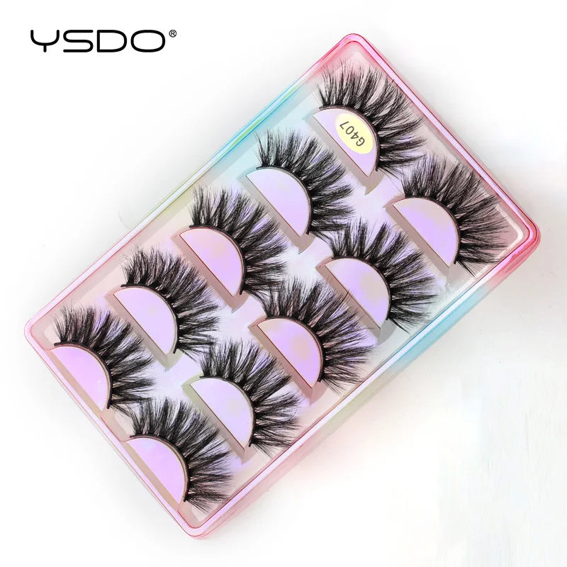 YSDO Eyelashes 3/5 Pairs Natural Long 3D Mink Lashes Fluffy Volume Mink False Eyelashes Cruelty Free Wispy Lashes Makeup Cilios