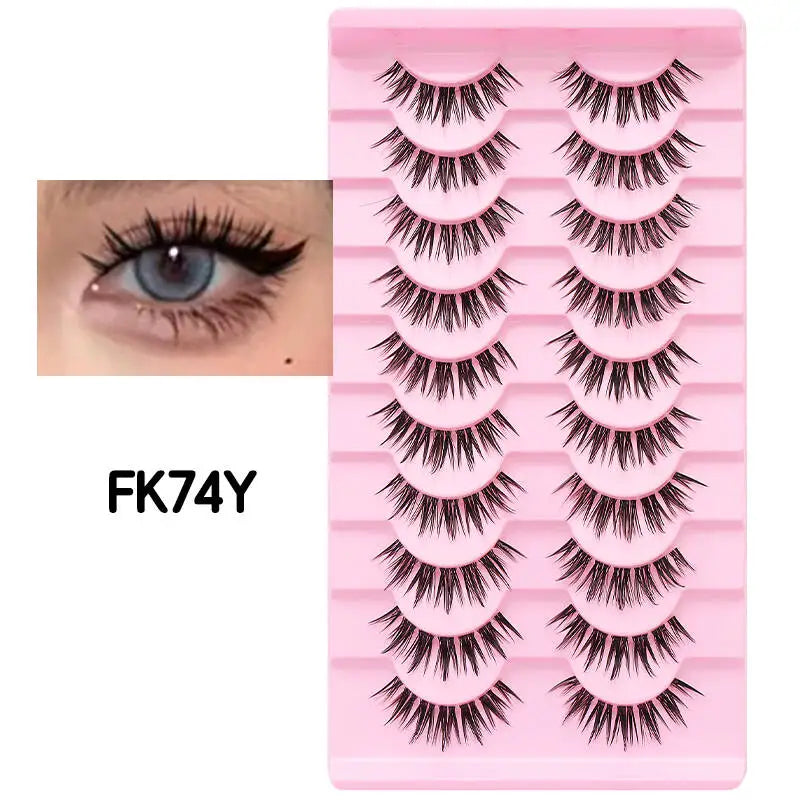 10 pairs Natural Lashes Manga Full Strip Lashes Makeup Bulk Wholesale Dropshipping Eyelash Extension Lashes Anime False Eyelash