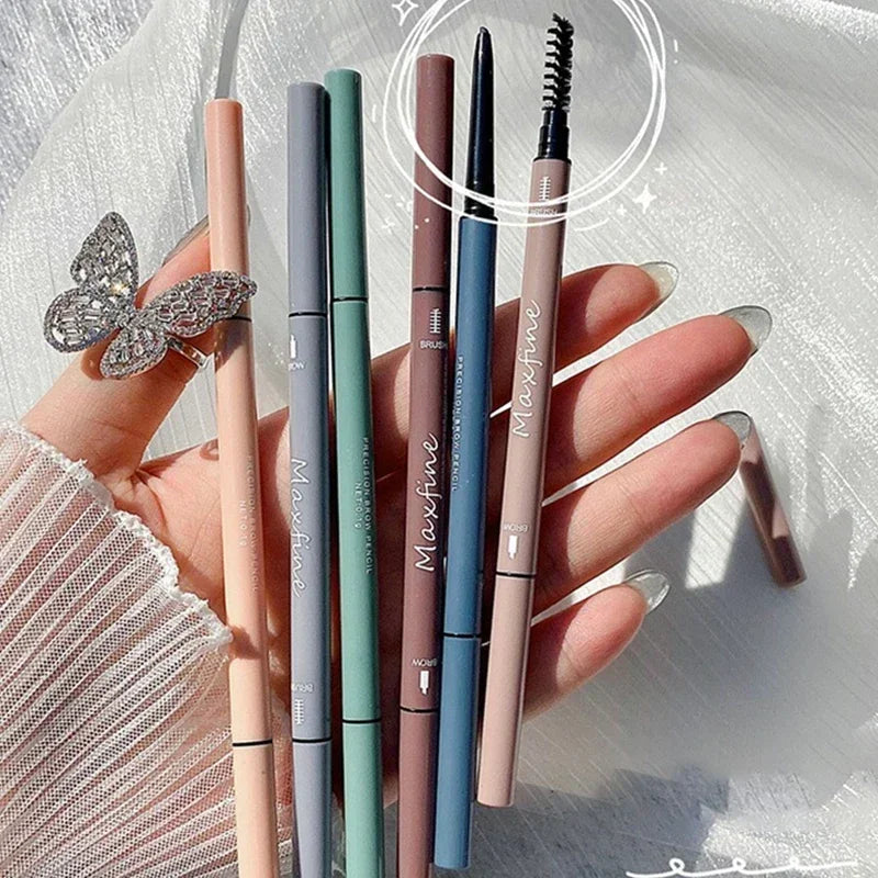 Double Headed Rotable Eyebrow Pen Black Brown Extremely Fine Eyebrow Pencil Lasting Natural Waterproof Matte Eye Brow Pencil
