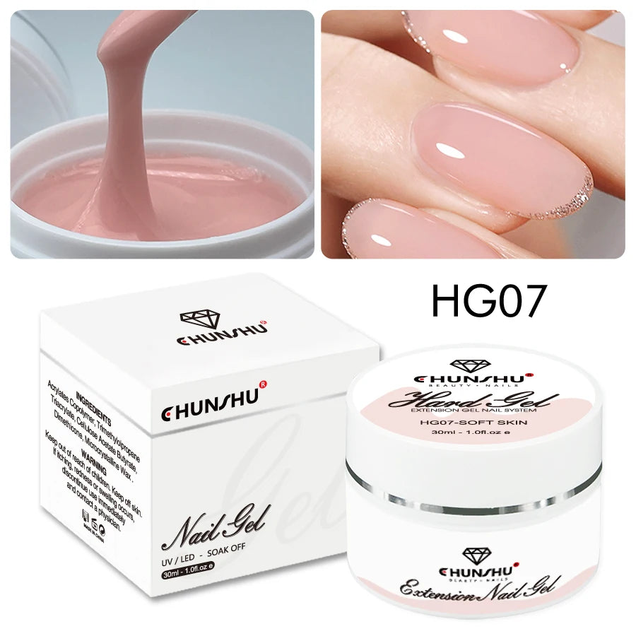 30ML Hard Gel For Nail Extension Milky White Builder Constructor Gel Self Leveling Reinforcement Nail Gels Camouflage Manicure