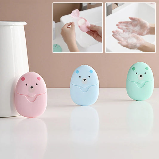 Cute Cartoon Styling Soap Portable Disposable Cleaning Soap Paper Children Toiletries Outdoor Travel Essential Bathroom Product