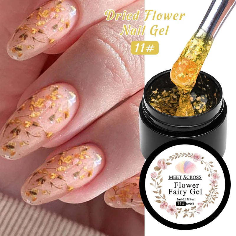 5ml Pink Dried Flower Nail Gel Polish Semi Permanent Natural Flower Fairy Nail Art Gel Soak Off UV Painting Varnishes For Nails