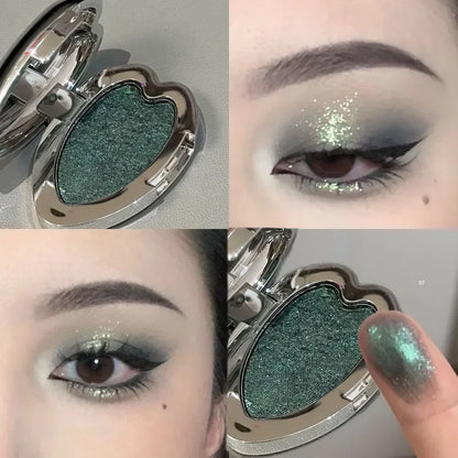 Smoked Green Eyeshadow Metallic Pearlescent Glitter Eye Shadow Chameleon Plate Diamond Brightening Highlight Eye Makeup Cosmetic
