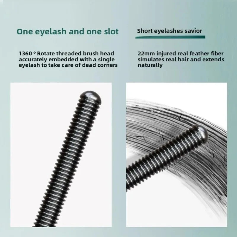 Steel Tube Mascara-Special Spiral Brush Waterproof Long Lasting Silk Fiber Mascara Keep Each Eyelash Curled for Long Time Makeup