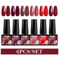 MTSSII 6PCS/Set Sparkly Red Roes Red Gel Nail Polish Shinning Nail Art LED UV Gel Varnish Nail Supplies Manicure Kit for Nails