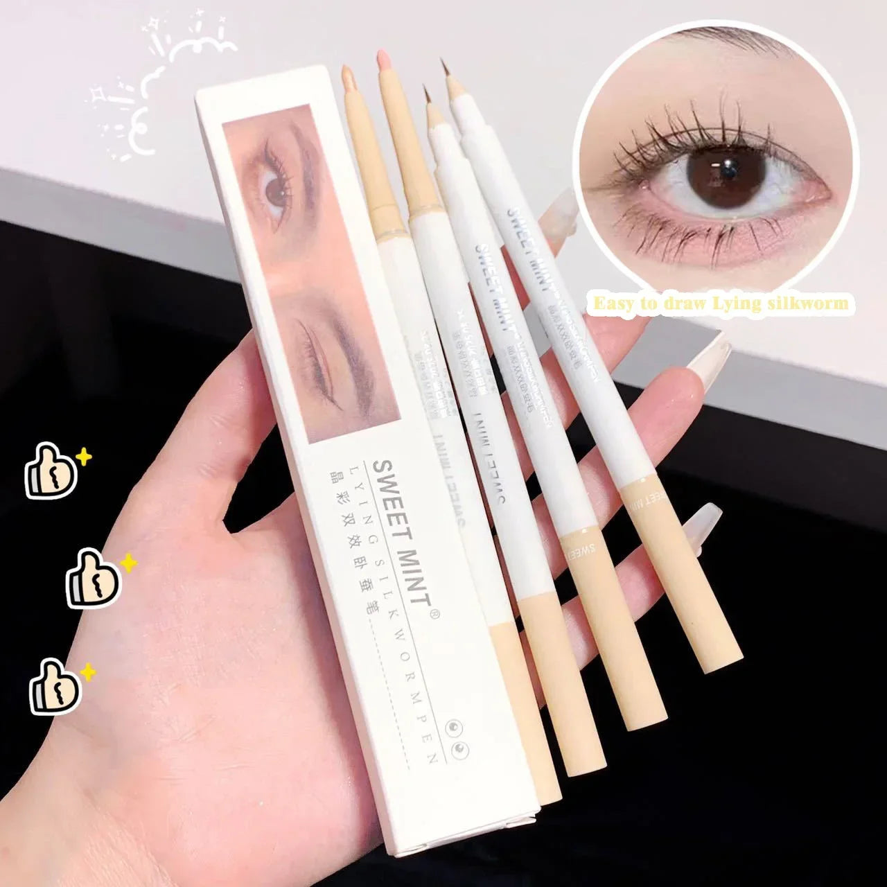 2 In 1 Liquid Eye Liner Shadow Pen Ultra Glitter Eyeliner Pencil Lasting Korean Eyes Makeup High Gloss Pigment Silkworm Gel Pen