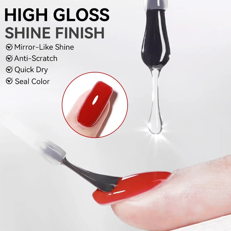 LILYCUTE 7ml  Nail Base Top Polish Clear Shine Nail Care Long Lasting  Strengthener Hardener Nail Art Varnish Supplies