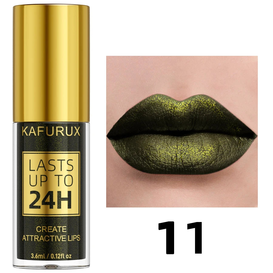 14 Colors Metallic Glitter Velvet Lip Glaze High Pigment Matte Shimmer Lip Tint Diamond Lips Korean Makeup Gifts Liquid Lipstick