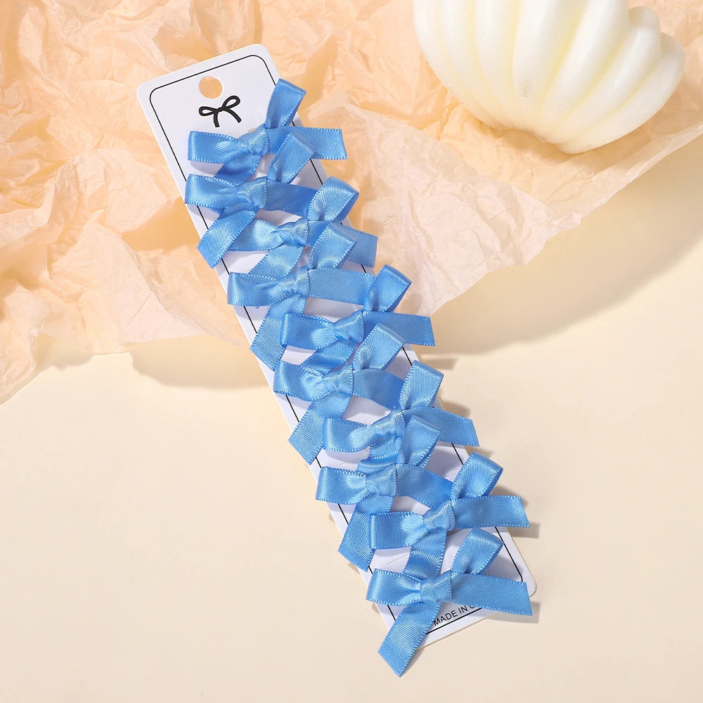 RAINBOW BOWS 10Pcs Kids Sweet Solid Color Mini Bows Hair Clip Baby Girls Ballet Style Ribbon Braided Hair Accessories Wholesale