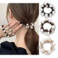 3Pcs Pearl Brimmed Hair Tie Glitter Rhinestone Decor Hair Rope Retro Style Scrunchies for Women