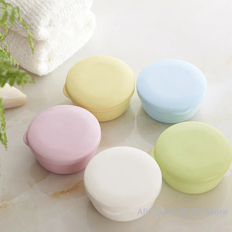 1PC Circular Soap Box Creative PP Waterproof Sealed Portable Soap Box Cover Drainage Soap Rack Supplies