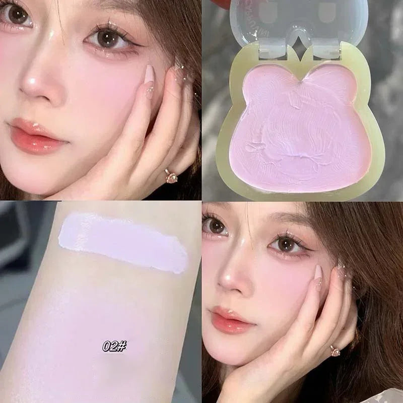 Water Light Cream Blush Matte Multi-purpose Highlight Cream Cute Rabbit Shape Blusher Pink Purple Cheek Tint Makeup Rouge Cream