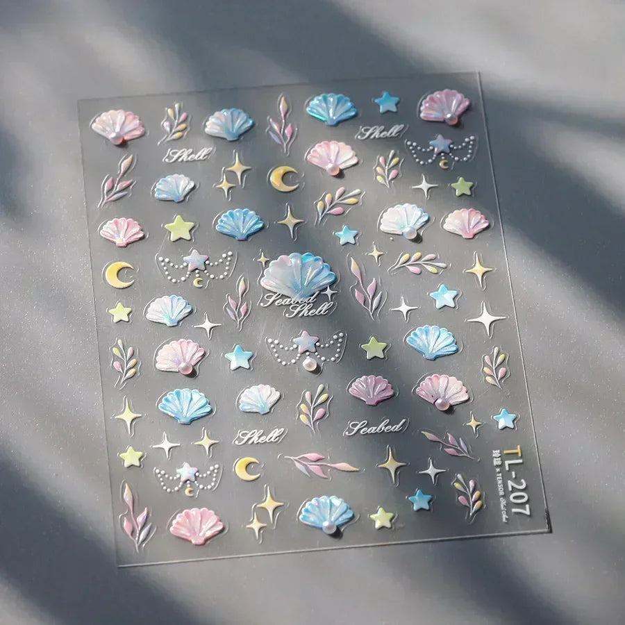 Magical Blow Bubbles Goldfish Bunny Rabbit Cat Kitten Shape Shiny Dreamy Bubbles 5D Nail Art Decorations Sticker Manicure Decal