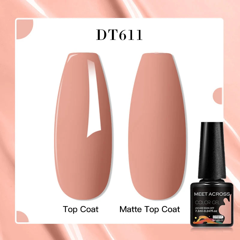 MEET ACROSS 160 Colors 7.3ml Gel Nail Polish Vernis Glitter Sparkly Semi Permanent Soak Off LED UV Gel Varnish Nail Art Manicure