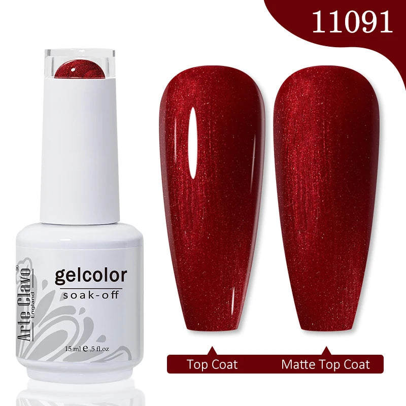 Arte Clavo 15ml Rose Red Pink Color Gel Nail Polish Autumn Winter Hot Sale Long Lasting Soak Off For Manicure Nail Art Gel